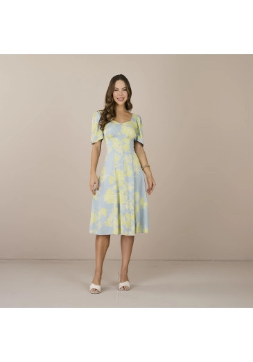 Vestido Isabela Em Viscose Estampado Verde Tatá Martello Primavera/Verão 2025