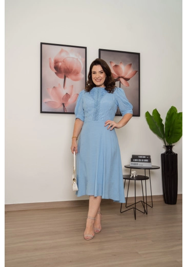 Vestido Midi Em Cambraia Com Renda Luciana Pais Primavera/Verão 2025